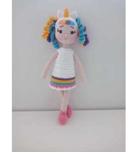 Unicorn Kız Bebek Amigurumi Organik Oyuncak