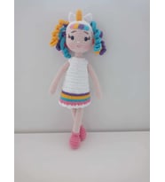 Unicorn Kız Bebek Amigurumi Organik Oyuncak