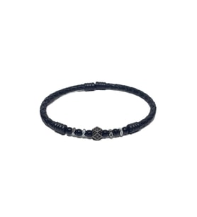 JTSS26BLK1780 PASLANMAZ ÇELİK BİLEZİK HAKİKİ DERİ KAPLAMA ZİRKON ONYX VE HEMATİT DOĞALTAŞLI GARANTİLİ JANTİ BİLEKLİK