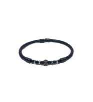 JTSS26BLK1780 PASLANMAZ ÇELİK BİLEZİK HAKİKİ DERİ KAPLAMA ZİRKON ONYX VE HEMATİT DOĞALTAŞLI GARANTİLİ JANTİ BİLEKLİK