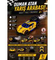 14 cm Çek Bırak Spor Araba Işıklı Duman Atan Metal Oyuncak Yarış Arabası