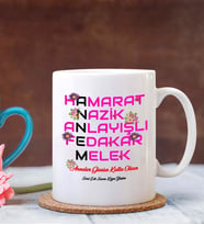 Kişiye Özel Annem Tasarımlı Beyaz Kupa Bardak