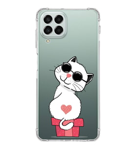 Samsung Galaxy M33 Uyumlu Köşe Korumalı Antişok Kapak Coolcat Tasarımlı Şeffaf Silikon Kılıf