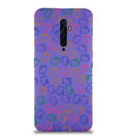 Oppo Reno 2z Uyumlu Lansman Kılıf Hello Kitty Tasarımlı İçi Kadife Kapak-Mor (Şeffaf)