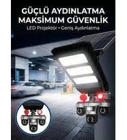 Güneş Enerjili Kablosuz Dış Mekan Güvenlik Kamerası Gece Görüşlü LED Projektörlü