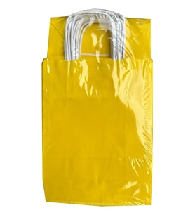 Büküm Saplı Kraft Kağıt Çanta Karton Hediyelik Poşet Torba - Sarı - 18x24 Cm. -25 Adetlik 4 Paket