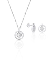 Halka Gümüş Kolye Zirkon Taşlı 925 Ayar Gümüş İkili Set ST140
