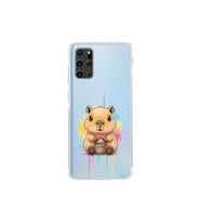 Samsung Galaxy S20 Plus ile Uyumlu Splash Kapibara Tasarımlı Şeffaf Silikon Kılıf