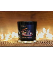 Amber Kokulu El Yapımı Mum, Osmanlı gemi desenli Cam Mum. 280 GR 9CMX8CM (Siyah)