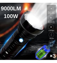 Gold Orion  Şarjlı El Feneri – 9000 Lümen, 100W Işık Gücü, 8800 mAh Batarya, Alüminyum Gövde