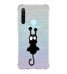 Xiaomi Redmi Note 8 Köşe Korumalı Antişok Kapak Çizgi Kedi Tasarımlı Şeffaf Silikon Kılıf