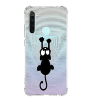 Xiaomi Redmi Note 8 Köşe Korumalı Antişok Kapak Çizgi Kedi Tasarımlı Şeffaf Silikon Kılıf