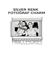 İtalyan Çelik Bileklik Charmı Gümüş Renk Fotoğraf Baskılı Charm İstediğiniz Fotoğraf Baskılı