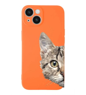 Apple iPhone 14  Lansman Kılıf Catface  Tasarımlı Altı Kapalı İçi Kadife Kaplı  Kapak (Şeffaf)