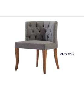 Sandalye 14211 Zus092 Kapitone Kavrar Sırt Berjer Model Kayın Ayak Gri Döşem Kumş