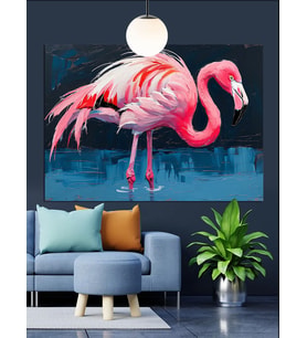Pembe Flamingo Kuş Figürü Dekoratif Kanvas - Mdf Ahşap Tablo