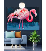 Pembe Flamingo Kuş Figürü Dekoratif Kanvas - Mdf Ahşap Tablo
