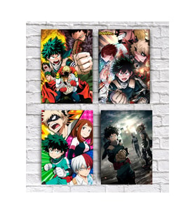 My Hero Academia Ahşap Tablo Seti 4 Parça Boku No Hero