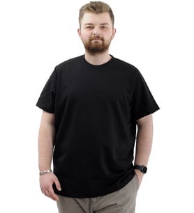 Mode XL Büyük Beden Erkek T-Shirt Bisiklet Yaka INTERLOK 23162 Siyah