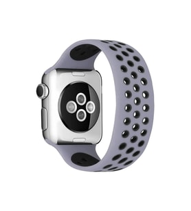 Newface Apple Watch 38mm Ayarlı Delikli Silikon Kordon - Gri-Siyah