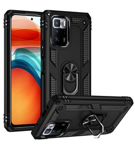 Xiaomi Poco X3 GT Uyumlu Kılıf Standlı Manyetik Yüzüklü Military Magnetic Ring Polycarbonate and TPU Case (Siyah)