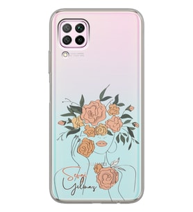 Huawei Powder Flowers Tasarımlı Şeffaf Telefon Kılıfı
