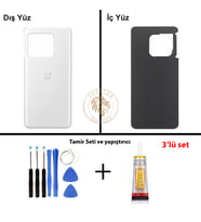 One Plus Vida Seti + Yapıştırıcı One Plus 10 Pro Beyaz Yapıştırıcı B-7000 Yapıştırıcı Vida Seti Arka Kapak Arka Cam Batarya Kapağı Lazer Kesim Kapak Pil Kapağı Back Cover