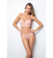 DoReMi Push-Up Dolgulu Geniş Kanatlı Dantelli Sütyen Takım (Somon)