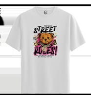 Street Teddy - %100 Pamuklu Erkek Beyaz Tişört - Premium Quality (Siyah - Beyaz)