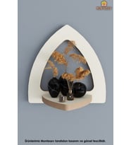 Ahşap Dekoratif Duvar Rafı ( MTS-125 ) (Beyaz)