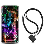 Samsung M21 M22 M23 M30 M31S M32 Kılıf Boyun Askılı Silikon Butterfly Neon 1684