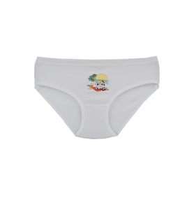 Tutku 822 Kız Çocuk Baskılı Bato Külot (Beyaz)