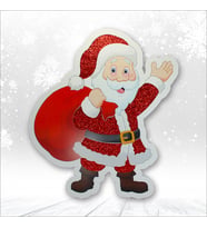Noel Baba Baskılı Simli Strafor Süs - 35cm x 30cm (STD)