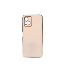 Vivo Y32 Uyumlu Kılıf Parlak Kenarlı Altın Işlemeli Kamera Korumalı Kılıf