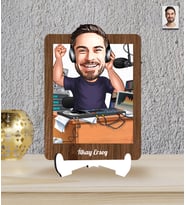 Kişiye Özel Radyocu Temalı Karikatür Ahşap Biblo