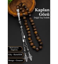 Kaplangözü Tesbih Erkek Doğal Taş Kaplangözü Tesbih 8 mm BT032 (Kahverengi-Siyah)