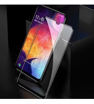 Samsung Galaxy A20S Ekran Koruyucu Full Tam Kaplayan Kavisli Tempered Cam (Siyah)
