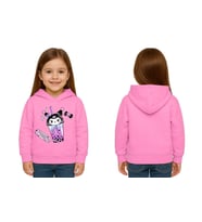 Unisex Baskılı Çocuk Swaetshirt Kapüşonlu 3 İplik Şardonlu Kuromi baskılı (Pembe)