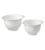 2 Parça Karıştırma Kabı, Beyaz Renk Meridyendukkan 22-26 Cm Kaydırmaz Alt Taban Çırpma Kabı