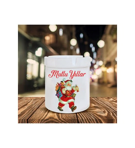 Yılbaşı Noel Temalı Baskılı Seramik Şık Küllük