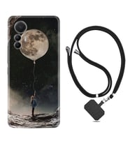 Xiaomi 12 Lite Kılıf Resimli Boyun Askılı İpli Desenli Silikon Moon Baloon 1368