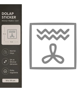 Çamaşır Makinesi Mat Gri Dekoratif Folyo Sticker 14x14 cm