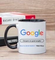 Kişiye Özel Google Tasarım Esprili Siyah Kupa Bardak