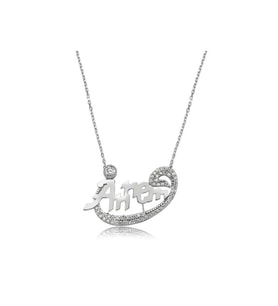 925 Ayar Gümüş Annem Vav Kadın Kolye