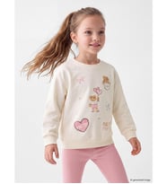 LCW Kids Ekru Kız Çocuk Baskılı Sweatshirt
