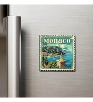 Monako Monaco - Posta Pulu Temalı Ülke - Baskılı Buzdolap Magneti Kare - 9x9 cm