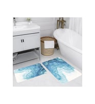 Rovigo Home Dijital Baskılı 2'li Banyo paspas Takımı RVG5188 (Mavi)