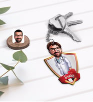 BK Gift Kişiye Özel İsimli Erkek Acil Tıp Teknisyeni Karikatürlü Ahşap Anahtarlık-1