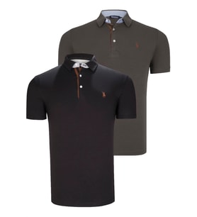 İKİLİ SET T8582 DEWBERRY ERKEK T-SHIRT-SİYAH-HAKİ (Karışık)