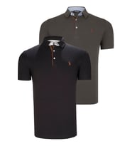İKİLİ SET T8582 DEWBERRY ERKEK T-SHIRT-SİYAH-HAKİ (Karışık)